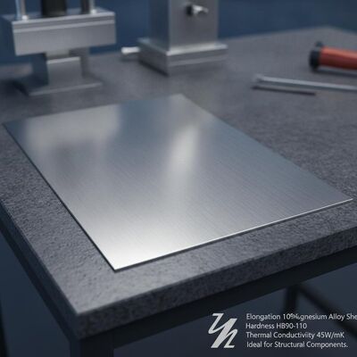Verlängerung 10 Prozent Magnesiumlegierungsblech bietet Härte HB90-110 Wärmeleitfähigkeit 45 W pro Meter Kelvin Ideal für Strukturbauteile